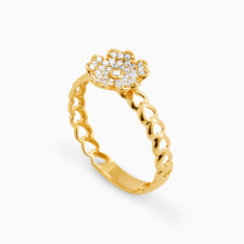 LGR282 - Flower Cubic Zirconia Ring in 21K Gold - 72002110004-2.jpg