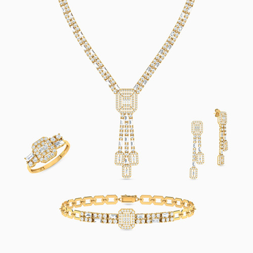 LGS91 - Square Cubic Zirconia Full Set in 18K Gold (4 Pieces) - 21001790628-1.jpg