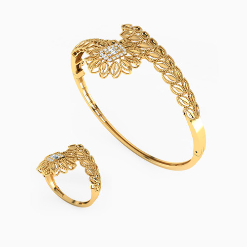 LGS54 - Flower Cubic Zirconia Half Set in 21K Gold (2 Pieces) - 22011110810-1.jpg