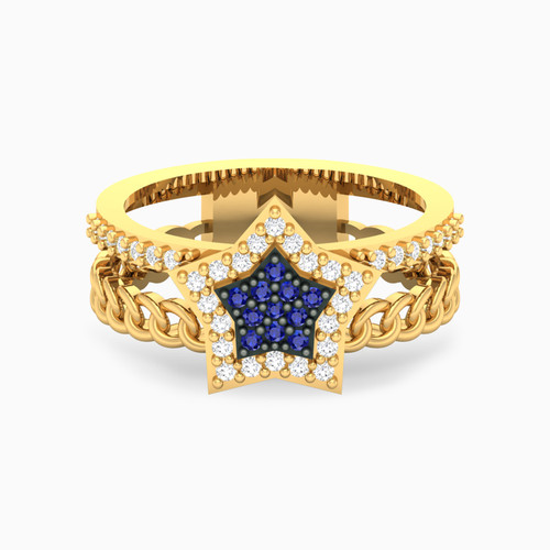 LGR505 - Star Blue Stone Ring in 18K Gold - 61002180086-1.jpg