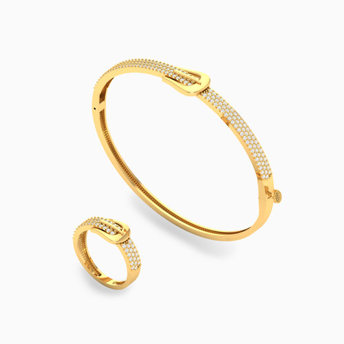 LGS156 - Buckle Cubic Zirconia Half Set in 18K Gold (2 Pieces) - 61011180018-1.jpg