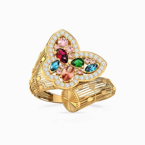 LGR166 - Butterfly Colored Stones Ring in 21K Gold - 22002111442_1.jpg