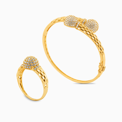 LGS149 - Circle Cubic Zirconia Half Set in 21K Gold (2 Pieces) - 22011110698-1.jpg