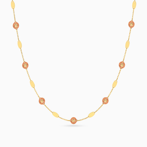 LGN146 - Circle Cubic Zirconia Chain Necklace in 21K Gold - 22005110548-1.jpg