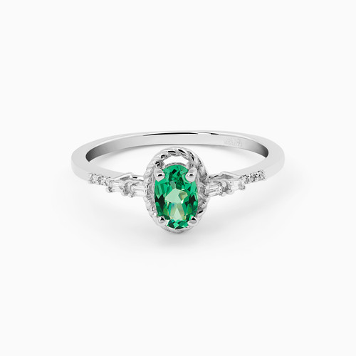 LDR1990 - Oval Diamond & Green Stones Ring in 18K Gold - ERG00046EM-1.jpg