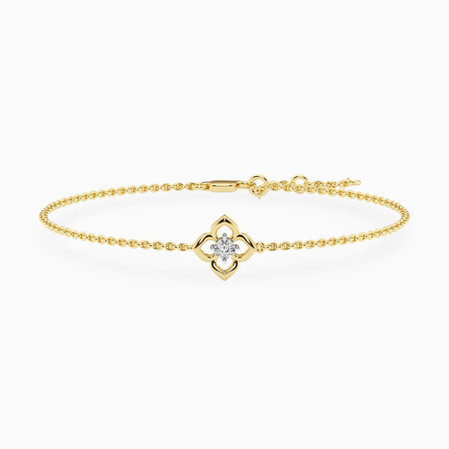 WB320 - Flower Cubic Zirconia Yellow Gold Plated Chain Bracelet - MSB00835-1.jpg