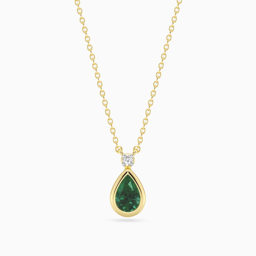 WN277 - Pear Lab Grown Diamonds & Green Stones Gold Plated Necklace - MSP00860-4 (1).jpg