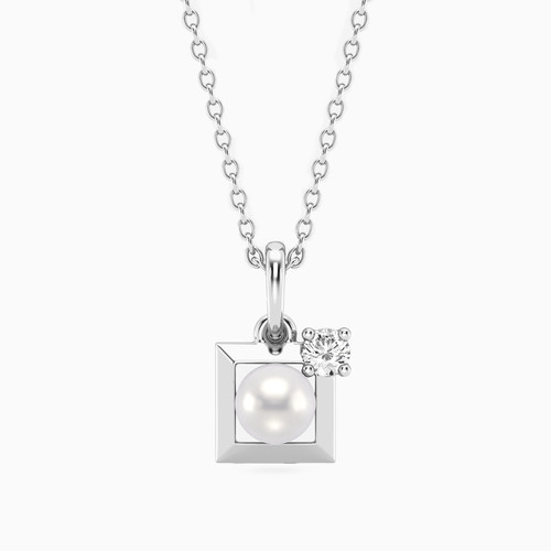 WN268 - Square Lab Grown Diamonds & Pearl Sterling Silver Necklace - MSP00848-1.jpg