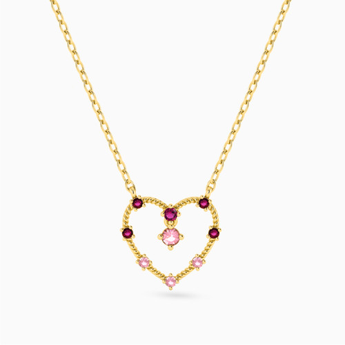 MLN358 - Heart Colored Stones Necklace in 18K Gold - 21046030166-1.jpg