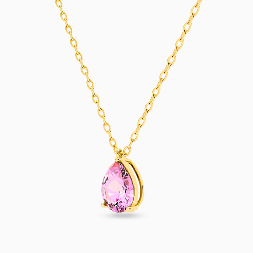 MLN53 - Pear Colored Stones Necklace in 18K Gold - 21046030288-2.jpg