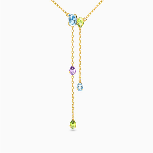 MLN739 - Pear Colored Stones Necklace in 18K Gold - 21046030152-1.jpg