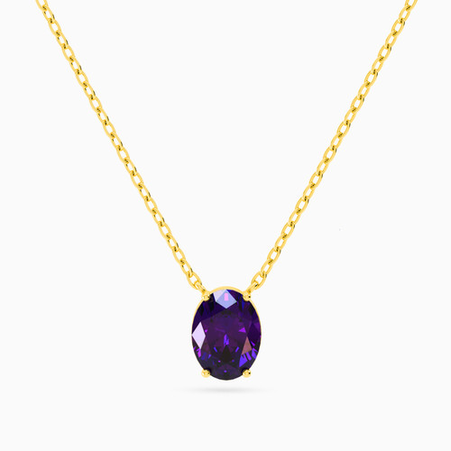 MLN63 - Oval Purple Stone Necklace In 18K Gold - 21046030301-1.jpg