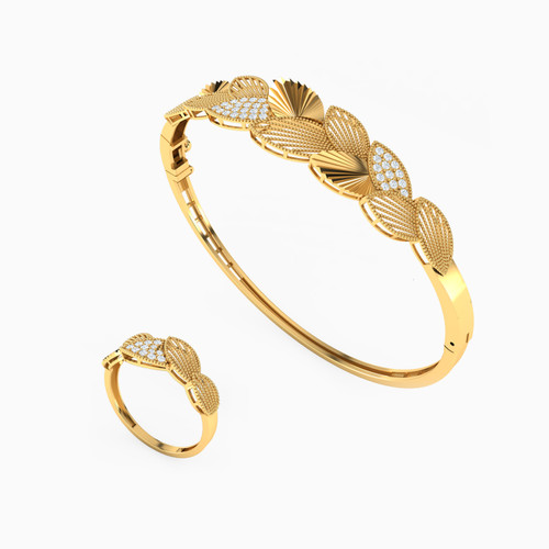 LGS150 - Leaf Cubic Zirconia Half Set in 21K Gold (2 Pieces) - 22011110739-1.jpg