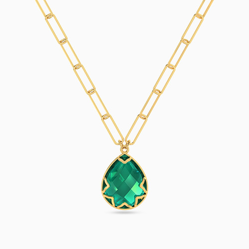 LIN771 - Pear Green Stones Necklace in 18K Gold - 111404120347-1.jpg