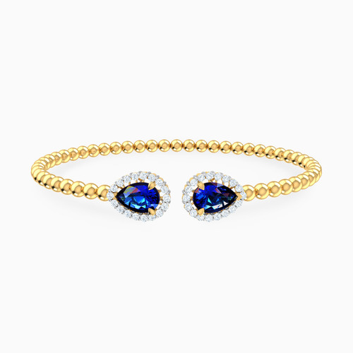 LGB226 - Pear Blue Stone Bangle Bracelet in 18K Gold - 21009110185-1.jpg