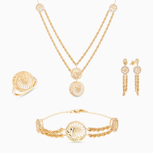 LGS308 - Cubic Zirconia Jewelry Set in 21K Gold (4 Pieces)  - 12001110767-1 .jpg
