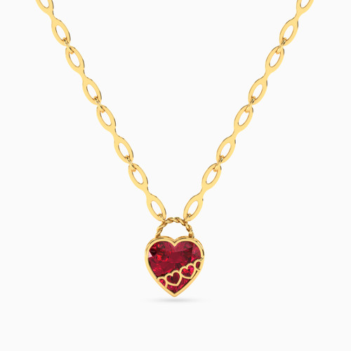LIN949 - Heart Red Stone Necklace in 18K Gold - 111404130380-1.jpg