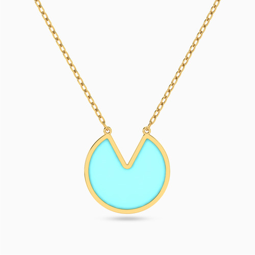 LIN707 - Circle Enamel Coated Necklace in 18K Gold - 111405150287 - 1.jpg