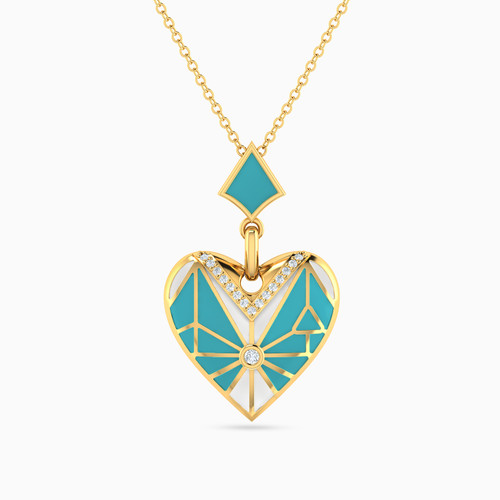 MLN1211 - Heart Diamonds & Enamel Coated Necklace in 18K Gold - 21046111073-1.jpg
