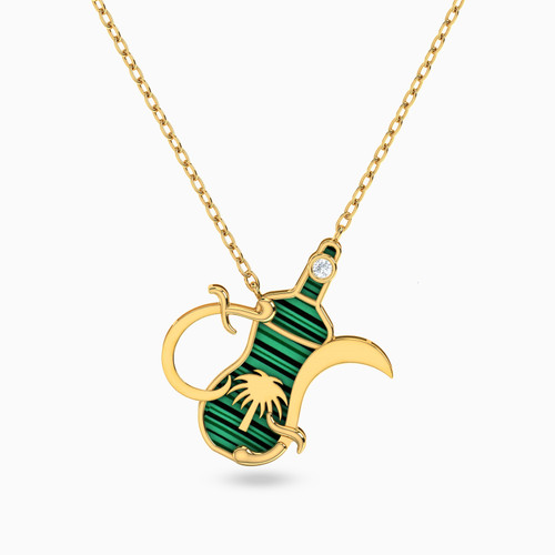 LIN609 - Jug Green Stones Necklace in 18K Gold - 111405120275-1.jpg