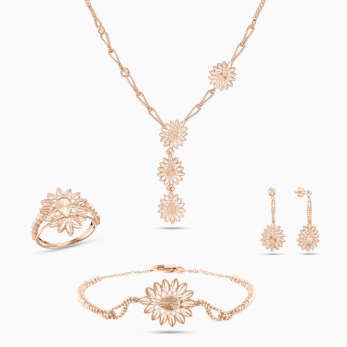 LGS320 - Flower Shaped Jewelry Set in 21K Gold (4 Pieces)  - 12001110770-1 .jpg