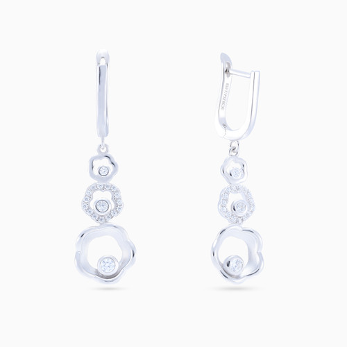 WE289 - Flower Clear Stone Sterling Silver Drop Earrings - GE13476A-1.jpg