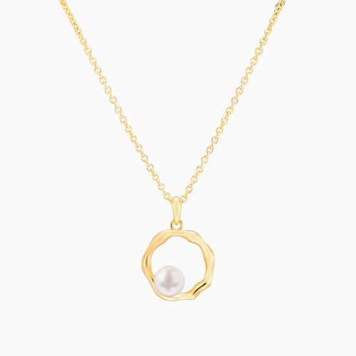 WN310 - Irregular Circle Pearl Gold Plated Necklace - GP01854A-1.jpg