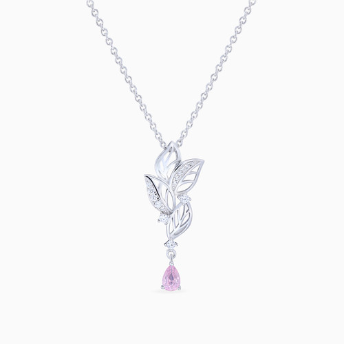 WN304 - Leaves Rose Stone Stone Sterling Silver Necklace - GP14714A-1.jpg