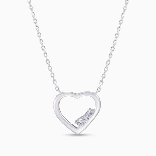 WN344 - Heart Cubic Zirconia Sterling Silver Necklace - 87132045-1 .jpg