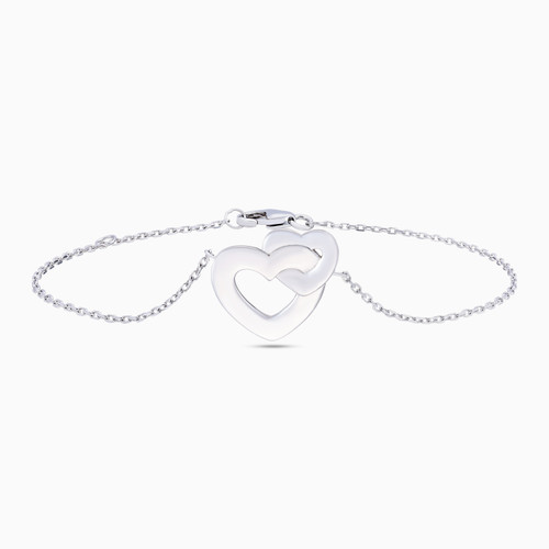 WB254 - Two Hearts Sterling Silver Chain Bracelet - 72134718-1 .jpg
