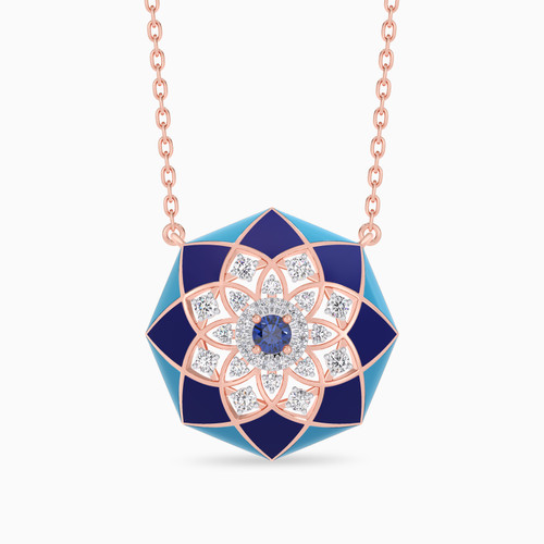 LDN2250 - Octagon Diamond & Colored Stones Necklace in 18K Gold - A-KP611422SB-1.jpg