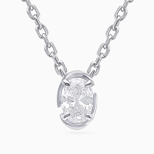WN360 - Bezel Setting Oval Lab Grown Diamond Sterling Silver Necklace - KP614610-1.jpg