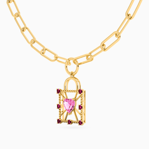 MLN356 - Lock Rose Stone Necklace in 18K Gold - 21046030172-2.jpg