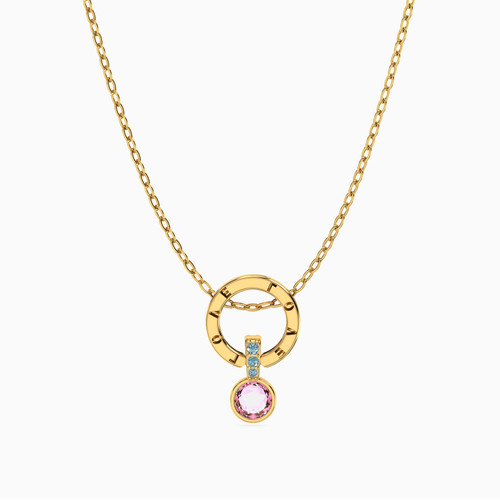 MLN1001 - Circle Colored Stones Necklace in 18K Gold - 21046110858 - 1.jpg