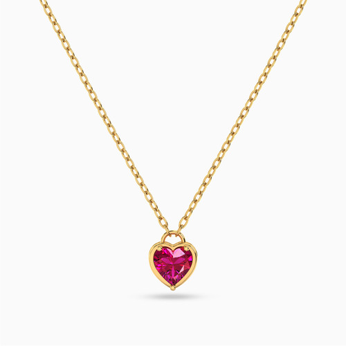 LIN690 - Heart Rose Stone Necklace in 18K Gold - 111404130319 - 1.jpg