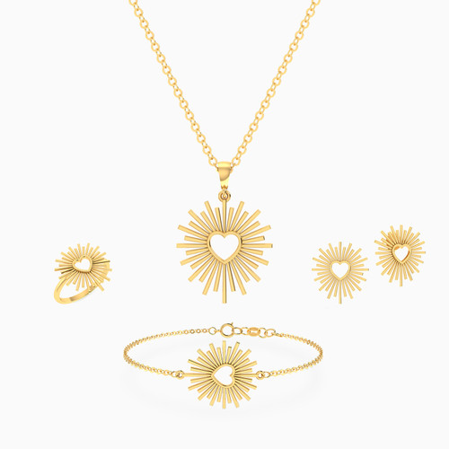 LGS453 - Sunburst & Open Hearts Set In 18K Gold (4 Pieces) - 11001110037-1.jpg