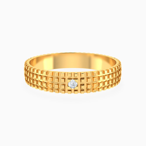 LGR1401 - Structured Grid Texture Cubic Zirconia Ring in 18K Gold - 11002020004-1.jpg