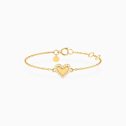 MLB796 - Kids Heart Cubic Zirconia Chain Bracelet in 18K Gold - 21047110327-1.jpg