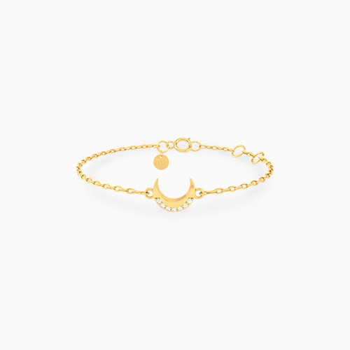 MLB793 - Kids Cresent Cubic Zirconia Chain Bracelet in 18K Gold - 21047110324-1.jpg