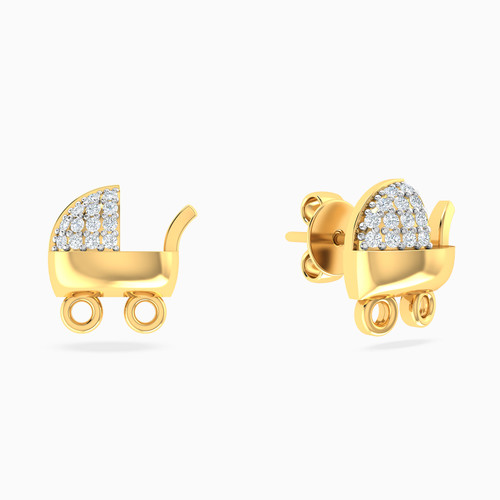 MLE553 - Kids Stroller Cubic Zirconia Stud Earrings in 18K Gold - 21051110420-1.jpg