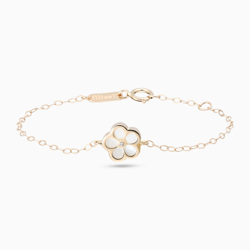 MLB791 - Kids Flower Pearl & Diamond Chain Bracelet in 18K Gold - 21047110322-1 .jpg