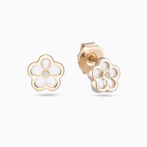 MLE548 - Kids Flower Pearl & Diamonds Earrings in 18K Gold - 21051110415-1 .jpg