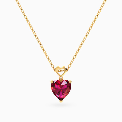 LIN1275 - Detailed Heart Ruby Color Stone Necklace in 18K Gold - 111406180106-1.jpg