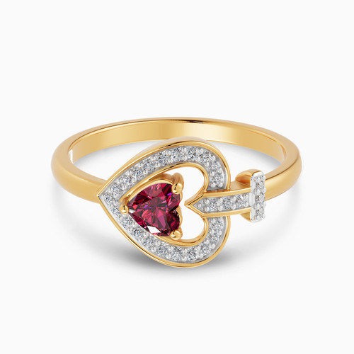 LDR3880 - Heart Frame Red Stone Diamond Ring in 18K Gold - AJR06408-1.jpg
