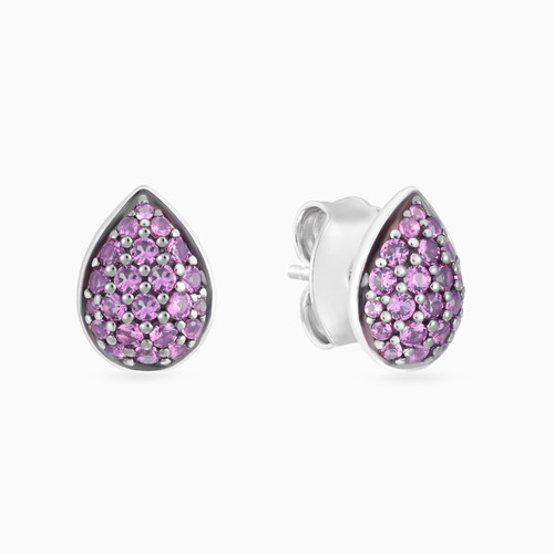 WE352 - Teardrop Purple Stones Stud Earrings in Sterling Silver - EA105-1.jpg