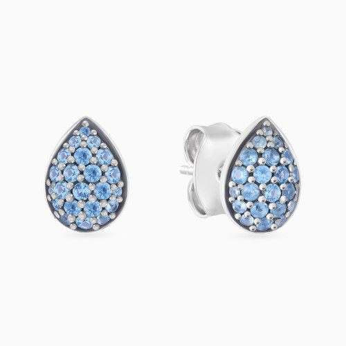WE351 - Teardrop Blue Stones Stud Earrings in Sterling Silver - EA104-1.jpg
