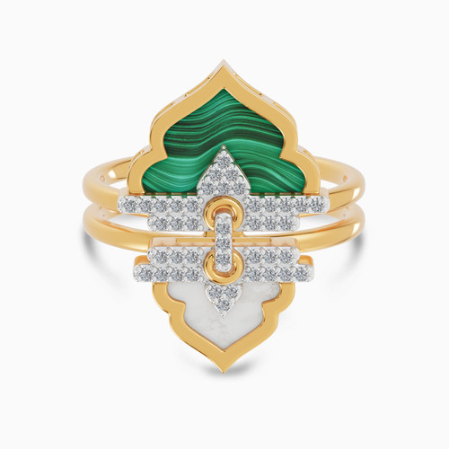 LDR3905 - Ramadan Oriental Arch Malachite & Pearl Diamond Ring 18K Gold - SAR06333-1.jpg