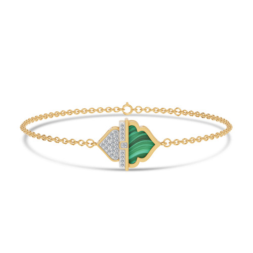 LDB799 - Ramadan Triangle & Arch Malachite Diamond Chain Bracelet 18K Gold - SAB06472-1.jpg