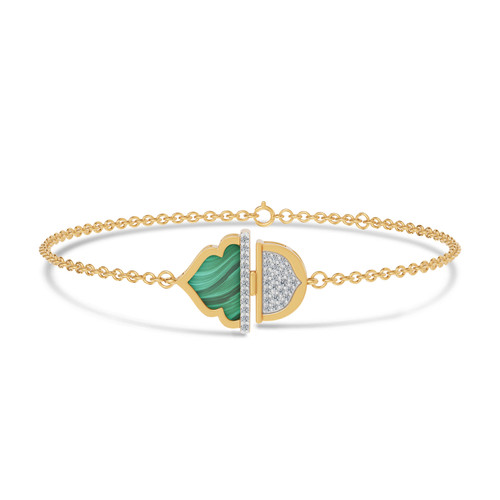 LDB797 - Ramadan Half Circle & Arch Malachite Diamond Chain Bracelet 18K Gold - SAB06471-1.jpg