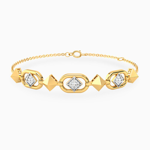 LDB786 - Pyramid & Oval Links Diamond Chain Bracelet 18K Gold - EBR50024-1.jpg